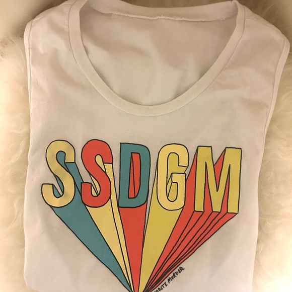 White Sleeveless Tank with SSDGM Graphic - Picture 5 of 6